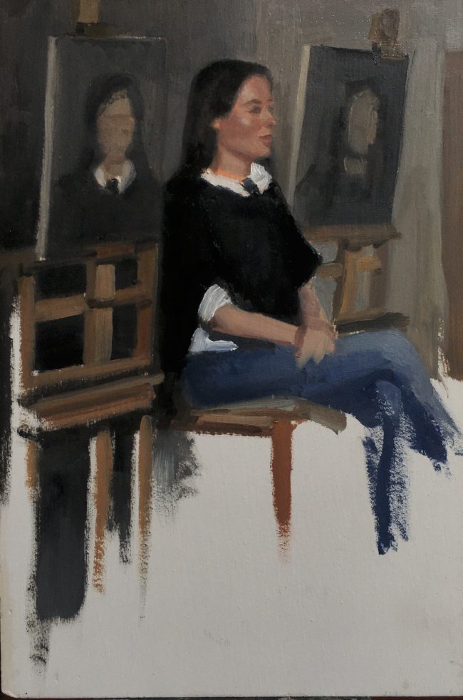 In the Studio – Oil on Panel, 30x20cm, 2020