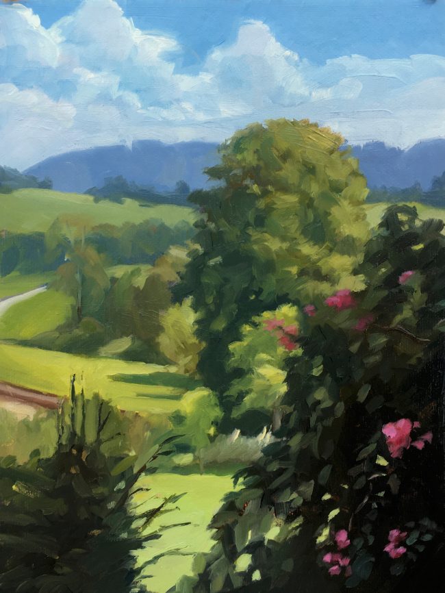 View from the Garden – Oil on Panel, 15x20cm, 2020