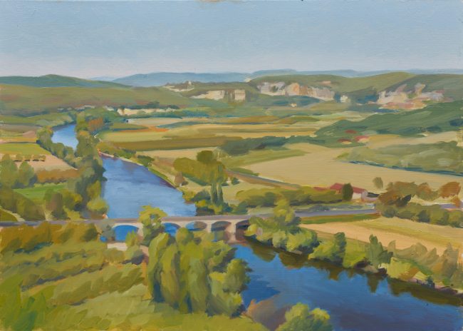 Vue sur la Dordogne – Oil on Panel, 30x21.5cm, 2020