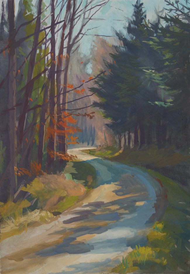 Waldweg – Gouache on Cardboard, 21x30cm, 2021