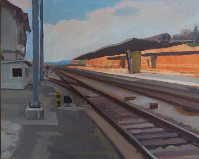 Bahnhof Grüze – Oil on Panel, 30×21.5cm, 2021