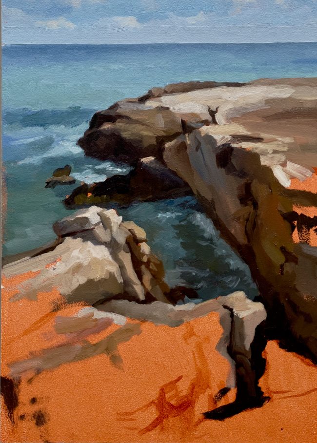 Cliffs in Artemida – Oil on Panel, 18x25cm, 2022