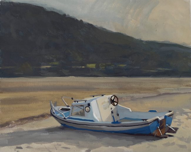 Boat Wreck in Nature Reserve – Gouache on Paper, 31x24cm, 2022