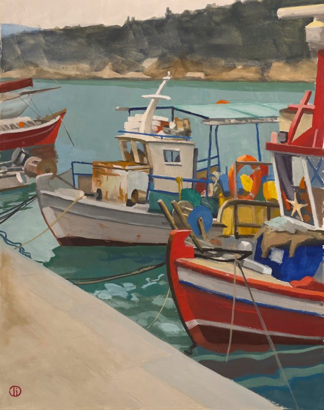 Two Fishing Boats – Gouache on Paper, 25x31cm, 2022