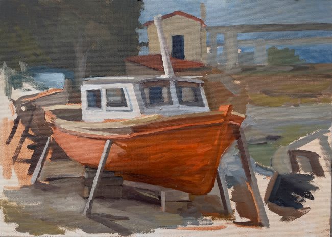 Fisher Boat – Oil on Panel, 30×21.5cm, 2022
