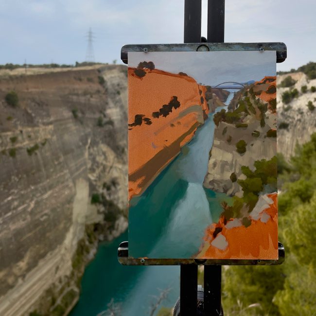 Corinth Canal – Oil on Panel, 18x25cm, 2022.