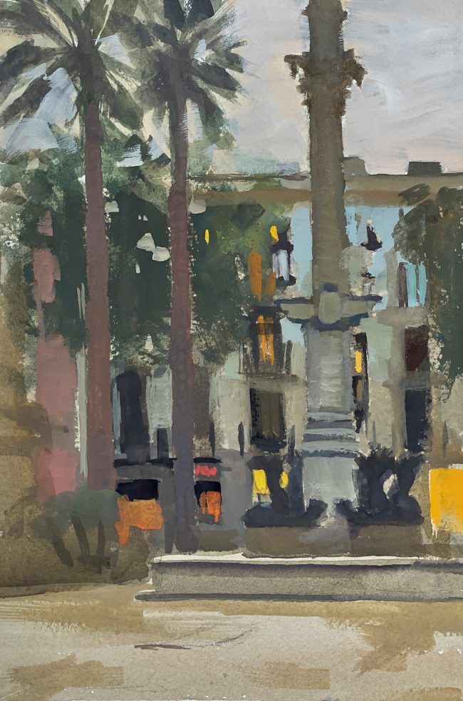 Plaça Duc de Medinaceli  – Gouache on Paper, 16.5x24cm, 2022