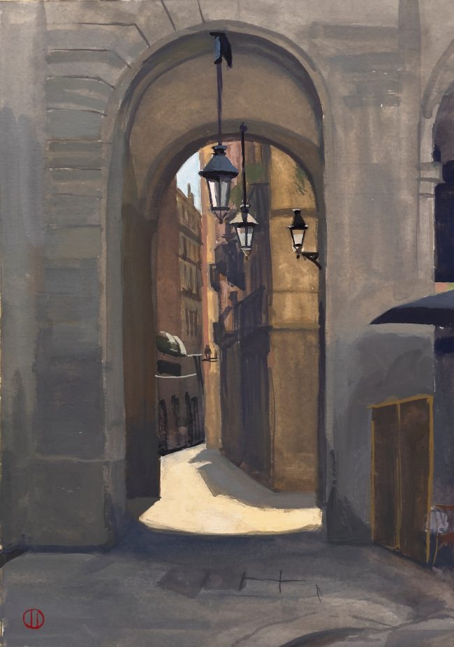 Plaça Reial – Gouache on Paper, 21.5x30cm, 2022