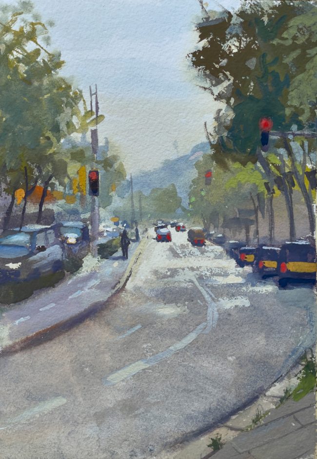 Rush Hour – Gouache on Paper, 15x21cm, 2022