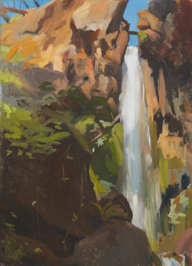 Waterfall near Elea – Oil on Panel, 21.5x30cm, 2022