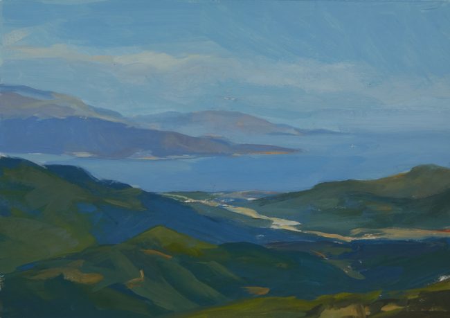 View on Kamares – Oil on Paper, 21x15cm, 2022
