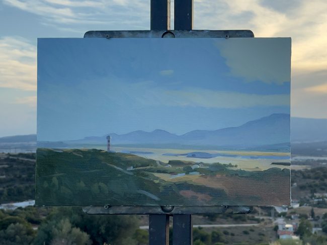 Athens Airport – Oil on Panel, 30x20cm, 2022