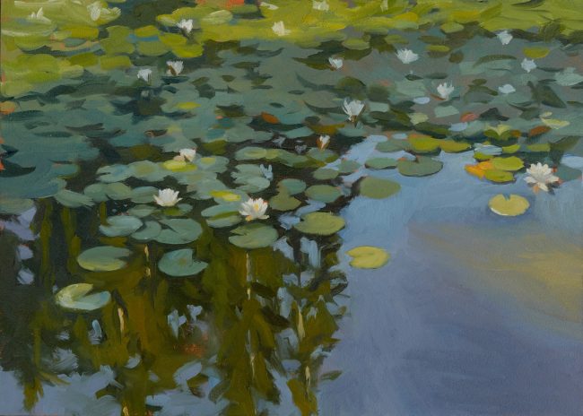 Water Lilies V – Oil on Panel, 30x21.5cm, 2022